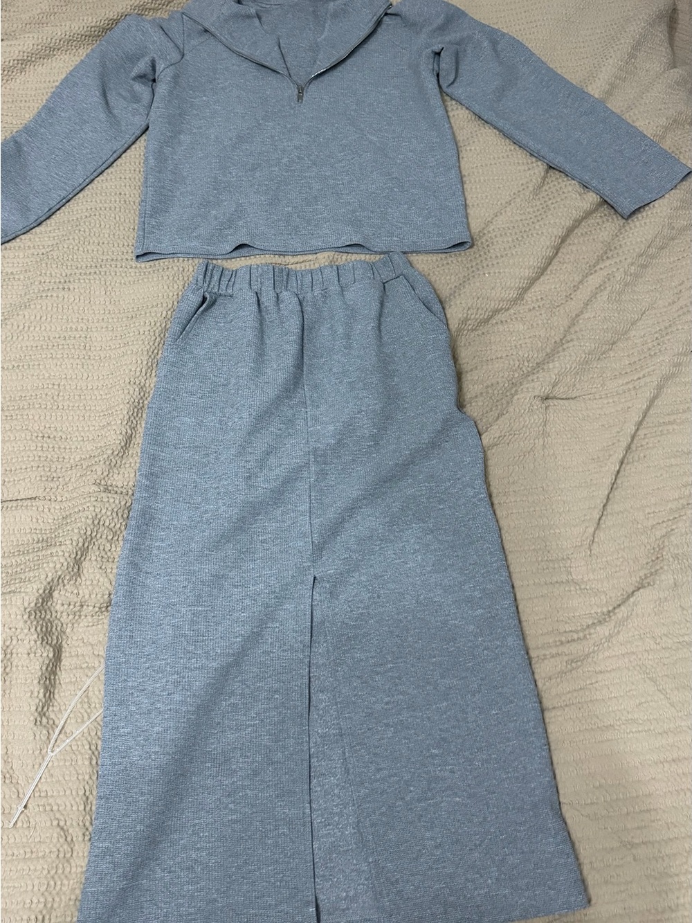 Maternity Cozy Two-Piece Lounge Set in Heather Blue